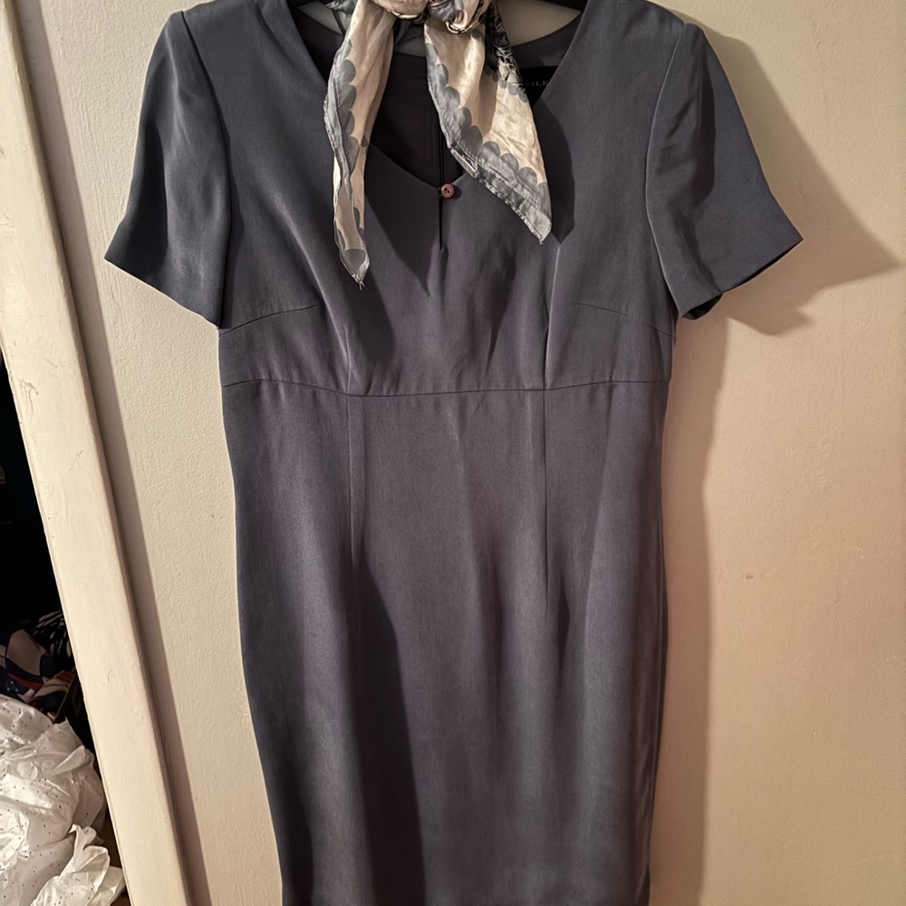 Vintage August Silk Charcoal Midi Dress 100% silk